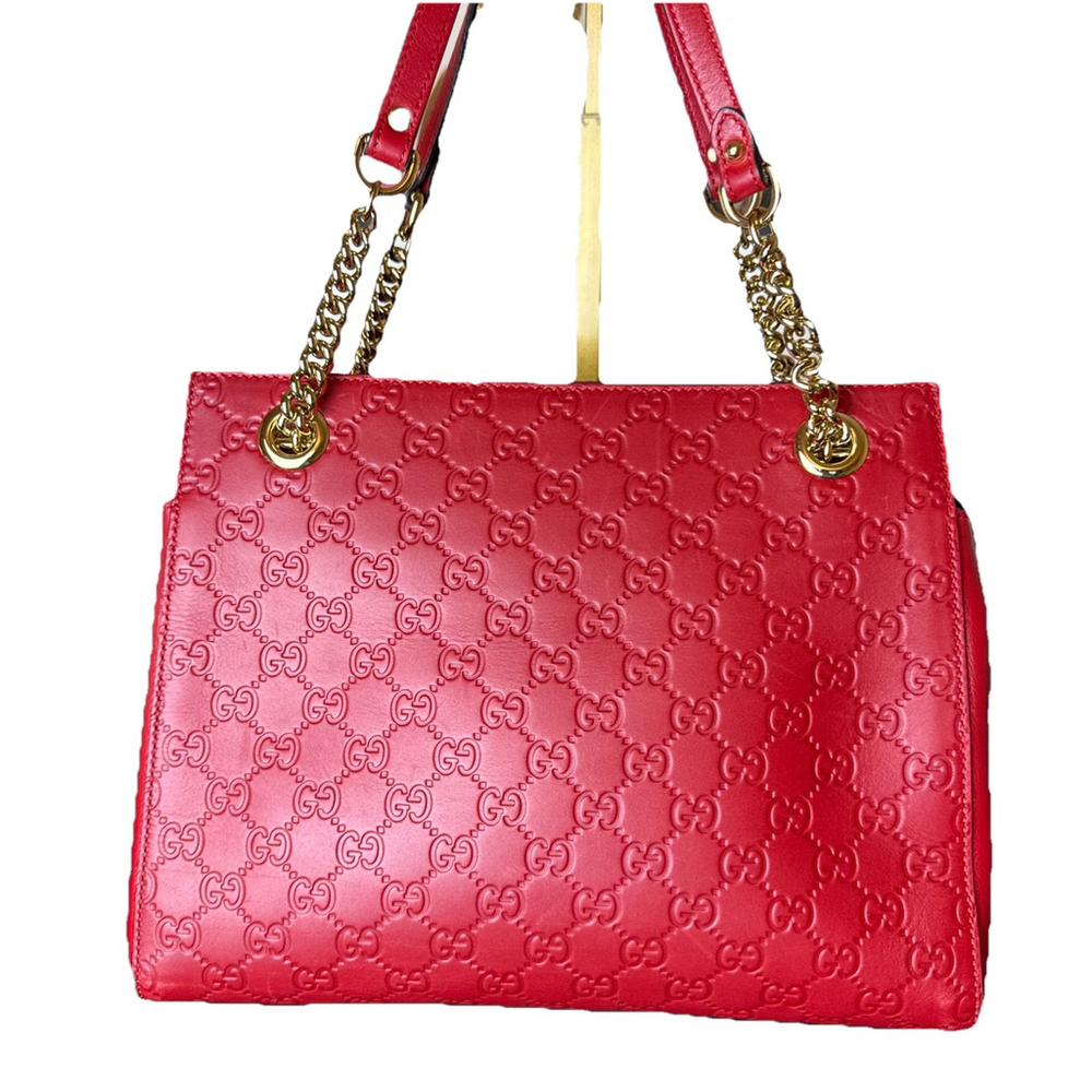 Gucci Red Guccissima Apollo Leather Bag - Picture 2 of 12